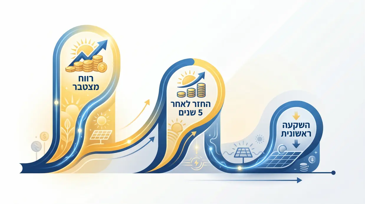 אינפוגרפיקה בעברית המציגה את החזר ההשקעה במערכת סולארית לאורך השנים