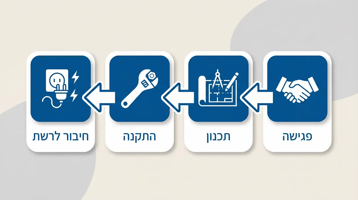 תרשים זרימה של שלבי התקנת מערכת סולארית