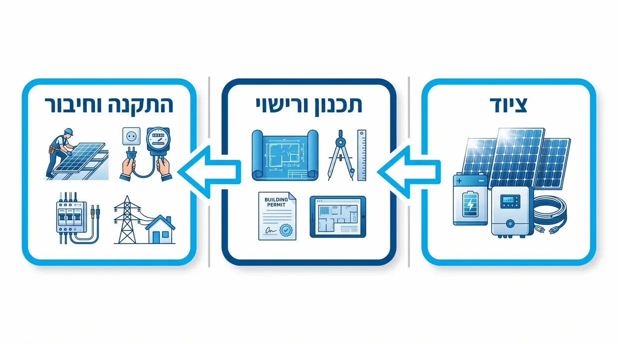 תרשים בעברית המציג את רכיבי הצעת המחיר למערכת סולארית