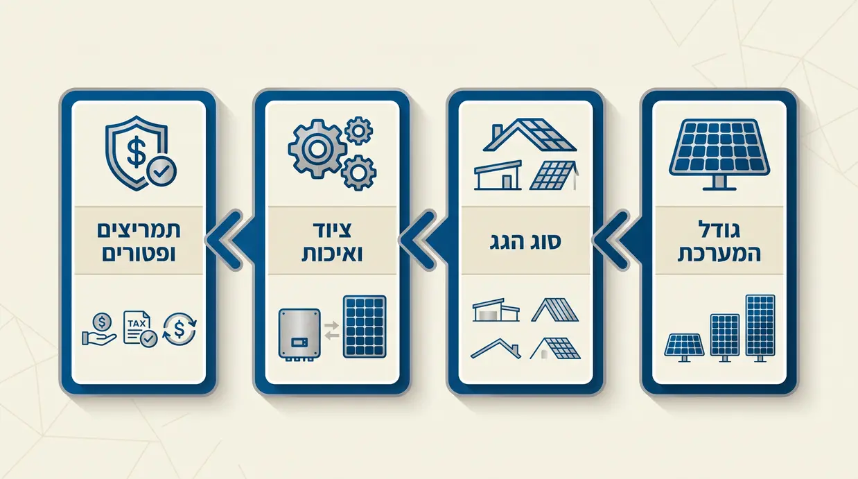 אינפוגרפיקה של גורמים המשפיעים על מחיר מערכת סולארית