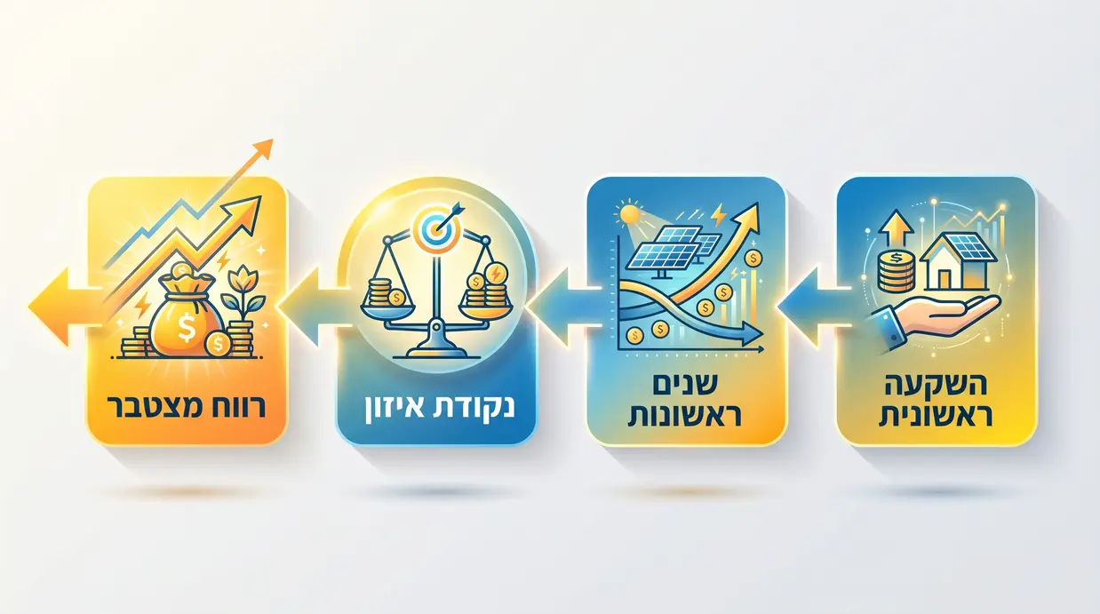 אינפוגרפיקה בעברית המציגה את החזר ההשקעה במערכת סולארית לאורך השנים