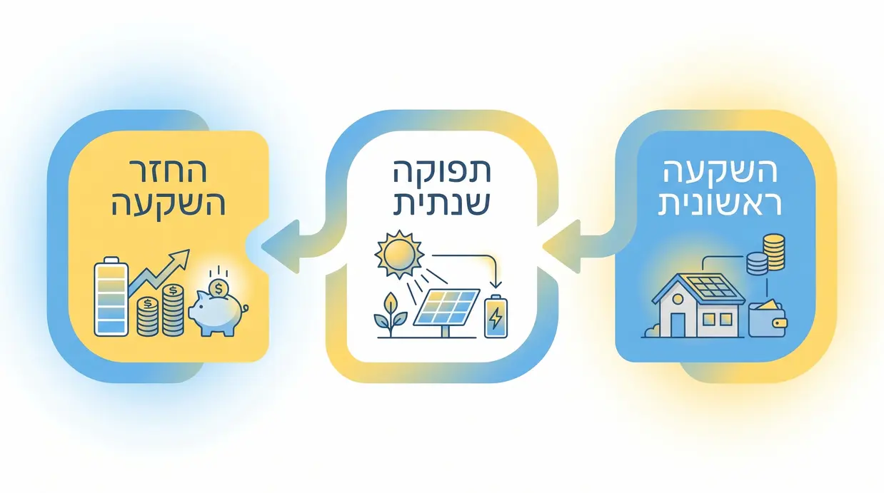 אילוסטרציה בעברית המציגה את שלבי החזר ההשקעה במערכת סולארית