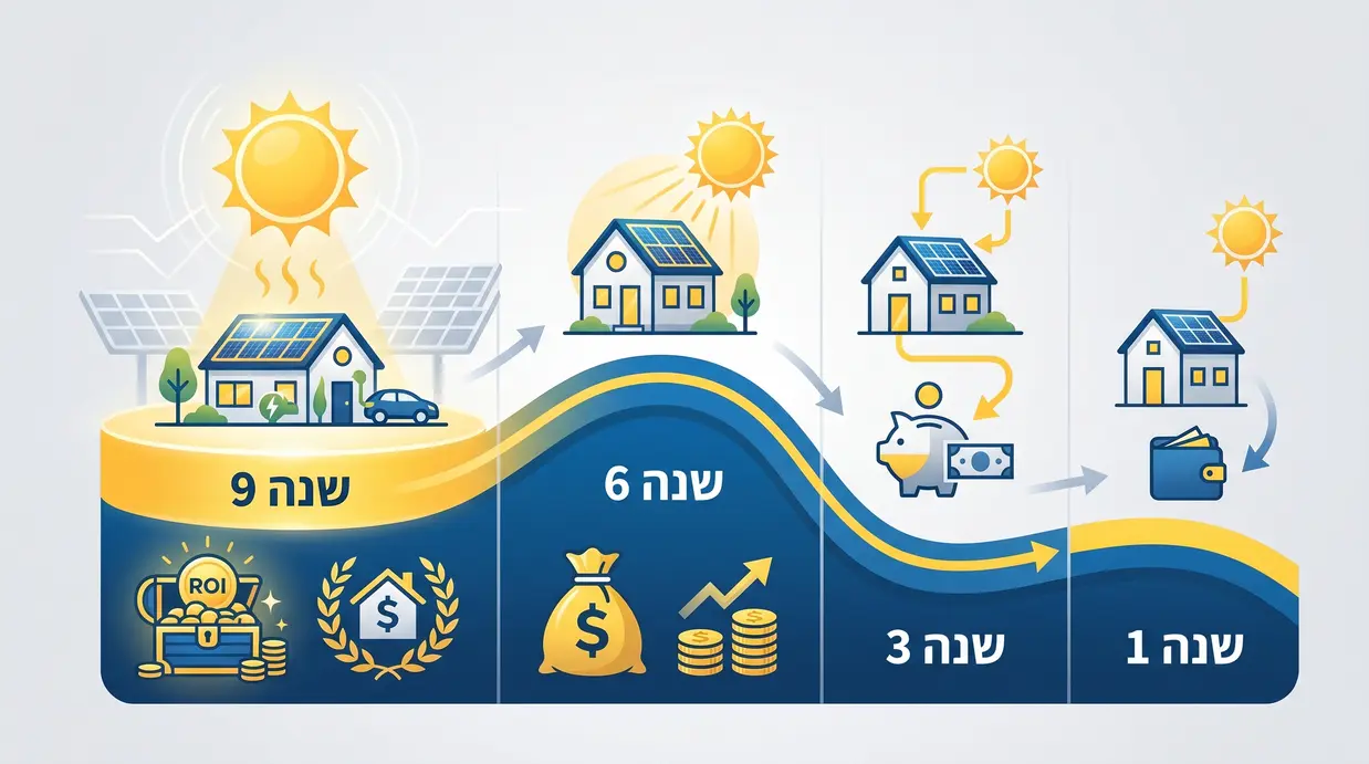 אינפוגרפיקה המציגה את החזר ההשקעה במערכת סולארית לאורך תשע שנים