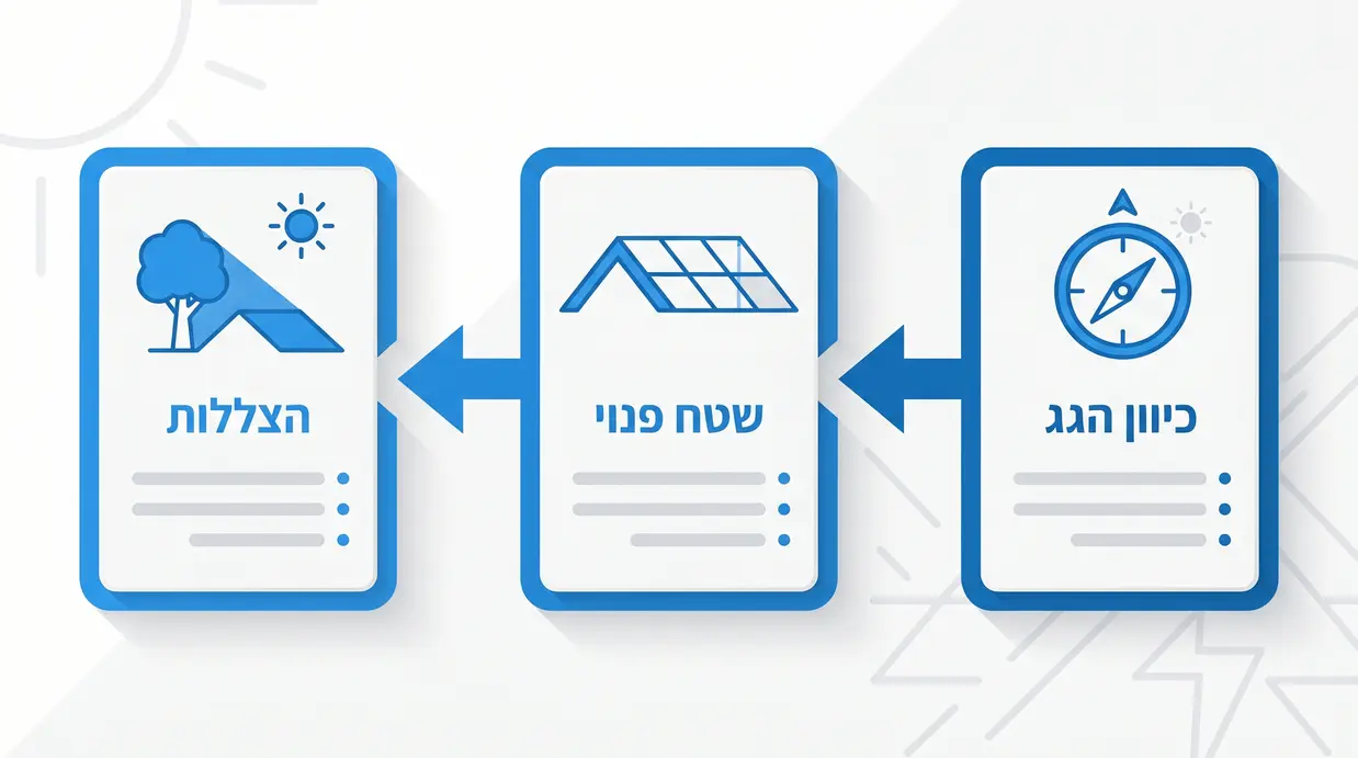 אינפוגרפיקה בעברית המציגה גורמים חשובים בתכנון גג למערכת סולארית