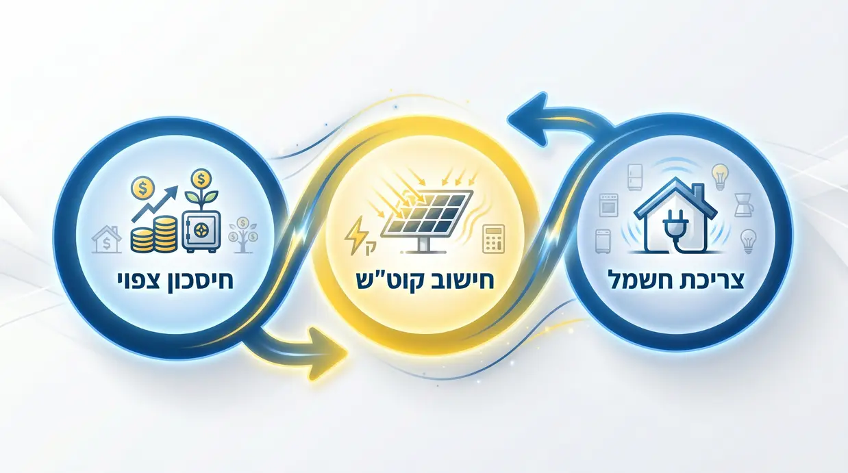 תרשים זרימה של חישוב צריכה סולארית וחיסכון