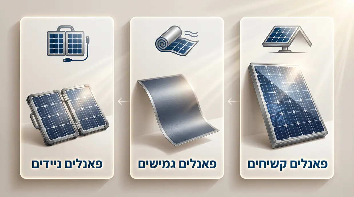 השוואה בין סוגי פאנלים סולאריים – קשיחים, גמישים וניידים