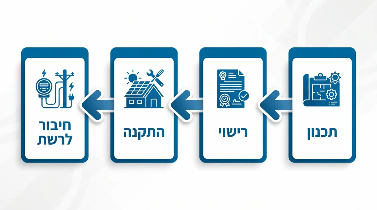 תרשים זרימה של שלבי התקנת מערכת סולארית