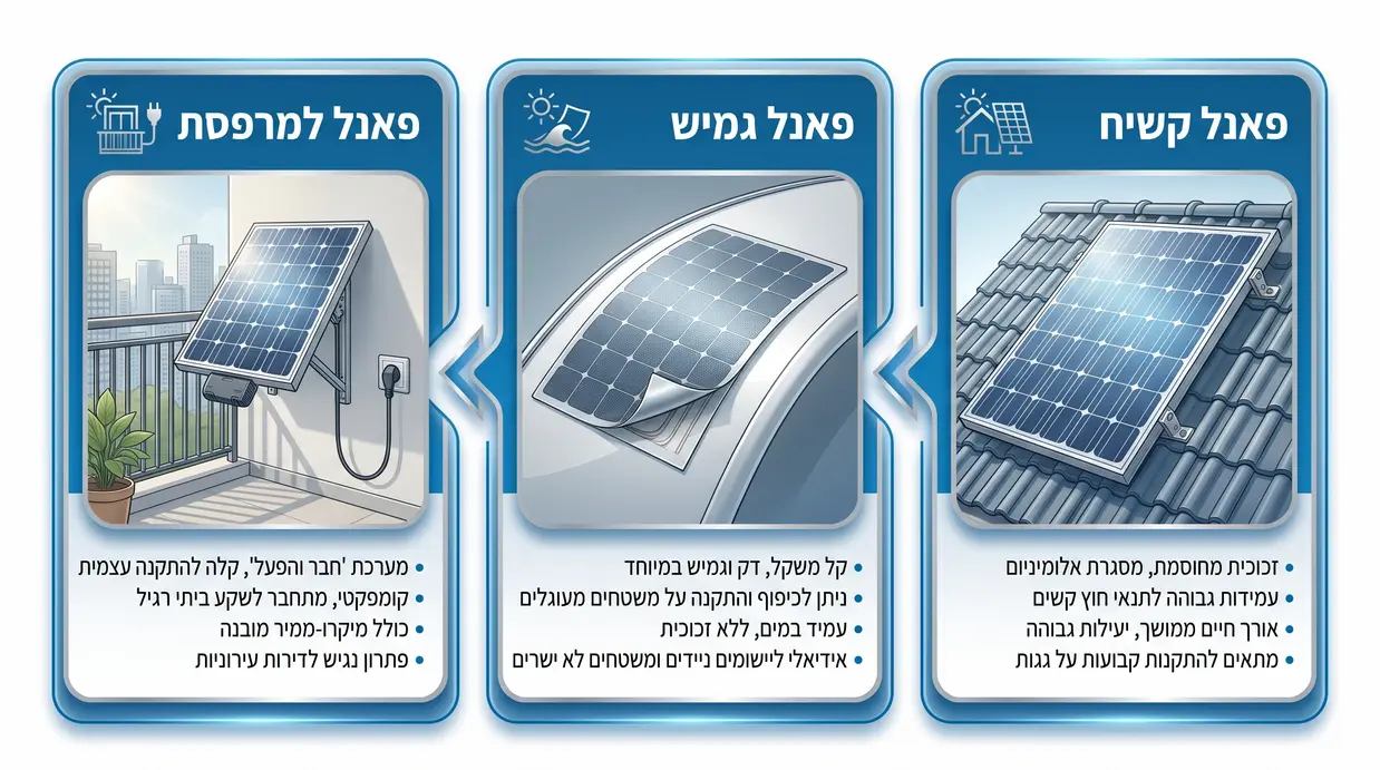 השוואה בין סוגים שונים של פאנלים סולאריים