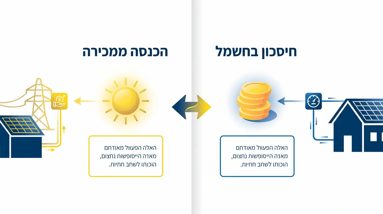 אינפוגרפיקה בעברית המציגה את המודל הכלכלי של מערכת סולארית מסחרית