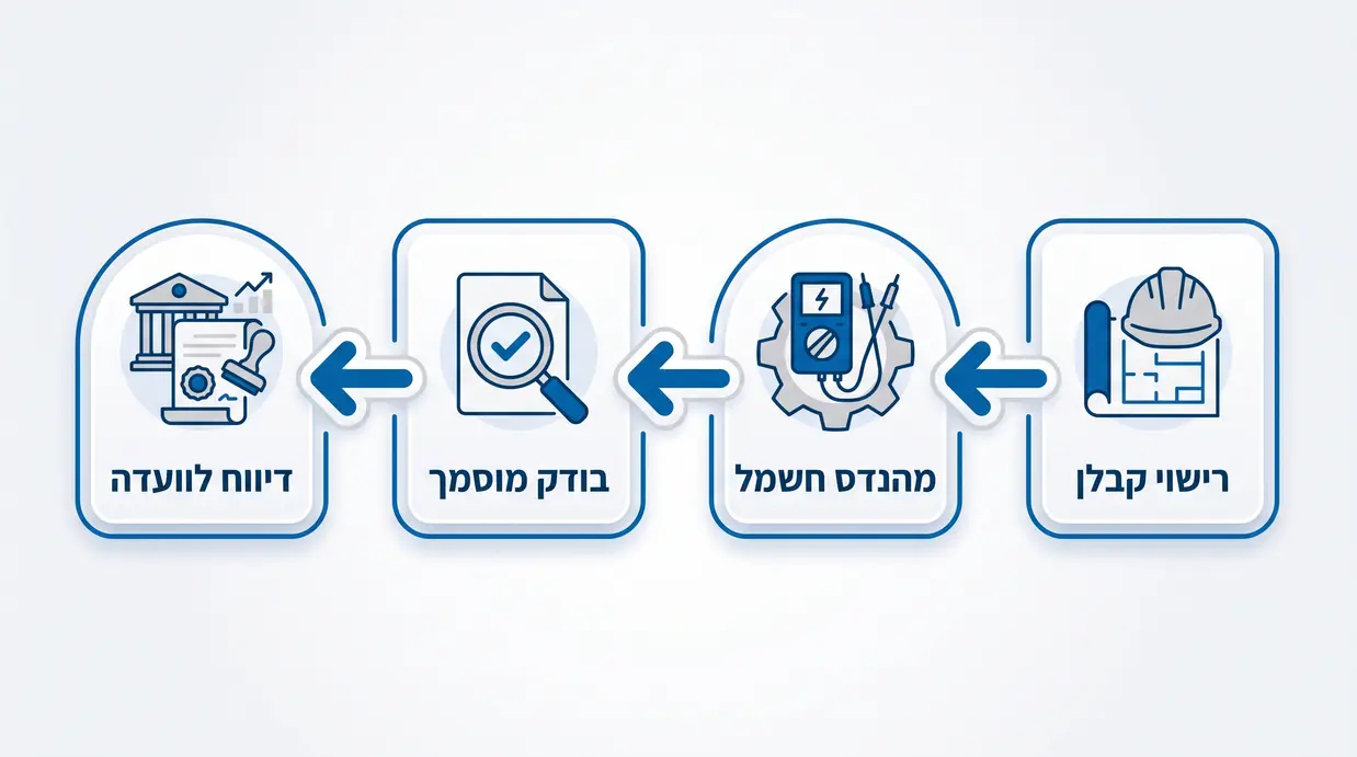 אינפוגרפיקה בעברית המציגה את האישורים הנדרשים למתקין סולארי בישראל