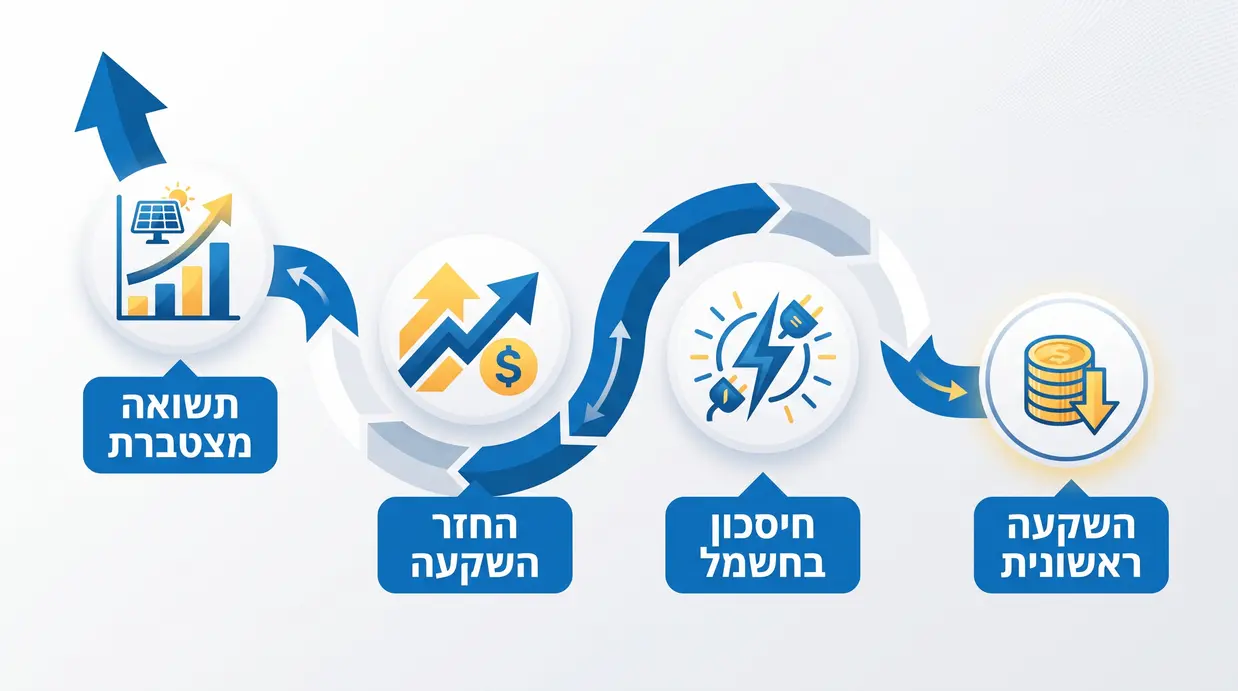 אינפוגרפיקה בעברית המציגה את החזר ההשקעה במערכת סולארית לאורך זמן