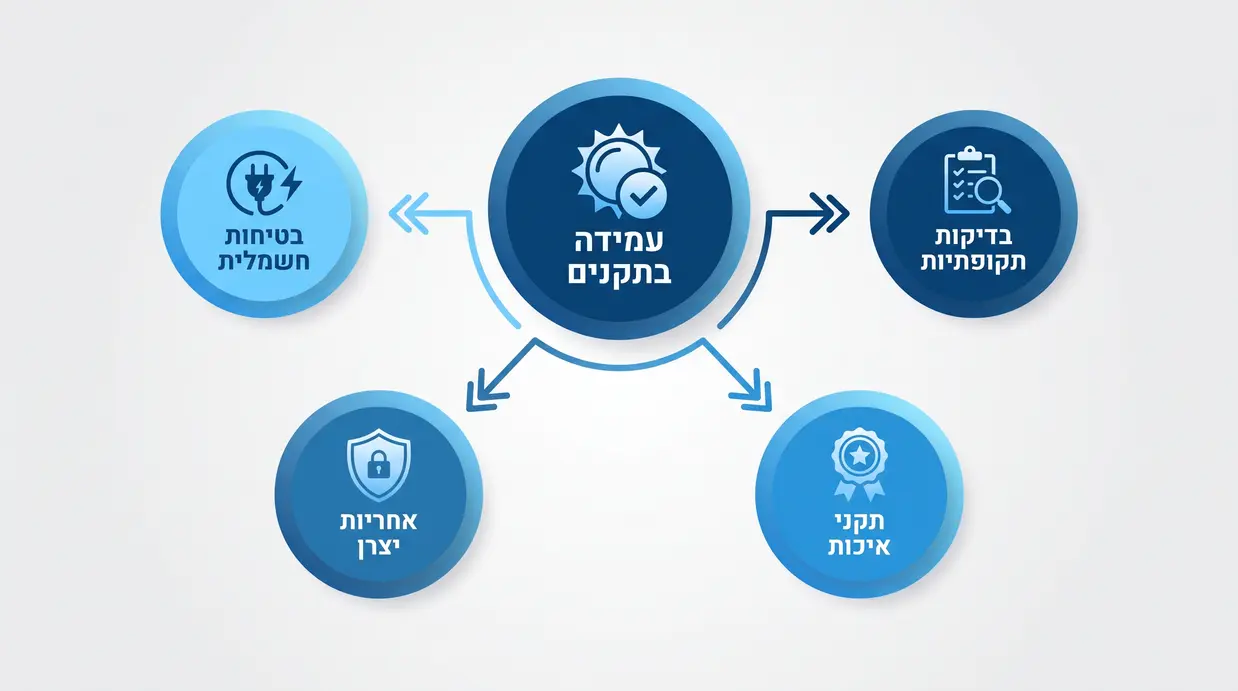 מפת מושגים בעברית על תקנים ובטיחות במערכות סולאריות