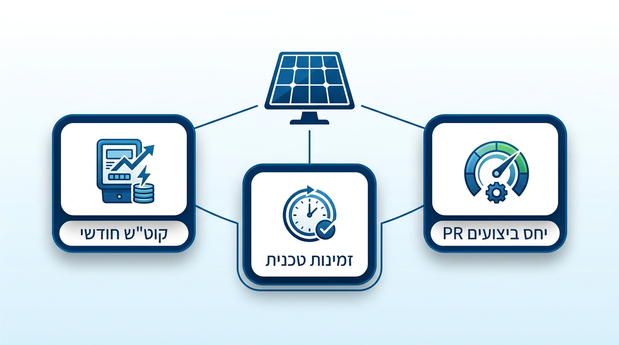 אינפוגרפיקה בעברית שמציגה את יחסי הגומלין בין יחס ביצועים, זמינות טכנית וקוט